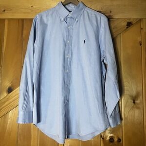 Ralph Lauren Mens Size 16 32/33 Button Dress Shirt‎ Blue Long Sleeve Classic Fit